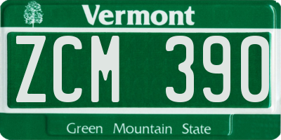 VT license plate ZCM390