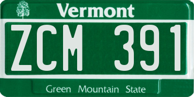 VT license plate ZCM391