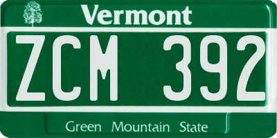 VT license plate ZCM392
