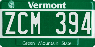 VT license plate ZCM394