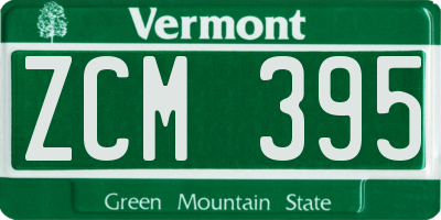 VT license plate ZCM395