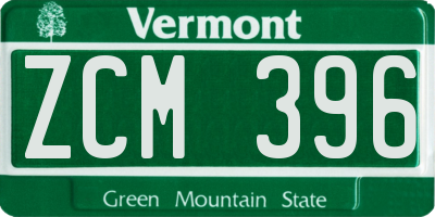 VT license plate ZCM396