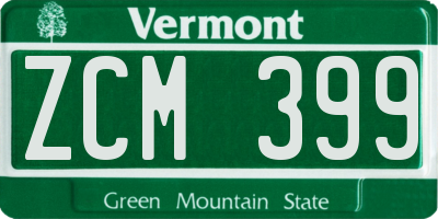 VT license plate ZCM399