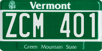 VT license plate ZCM401