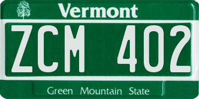 VT license plate ZCM402