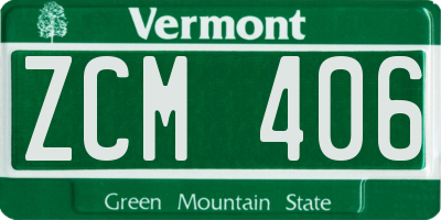 VT license plate ZCM406