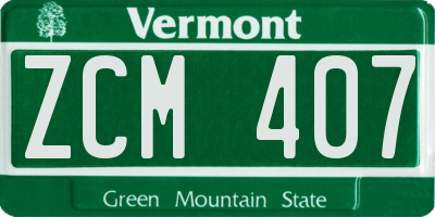VT license plate ZCM407