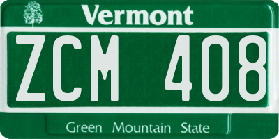 VT license plate ZCM408