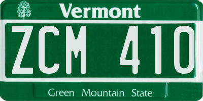 VT license plate ZCM410