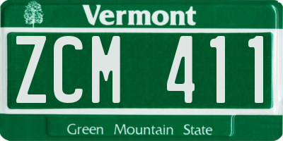 VT license plate ZCM411