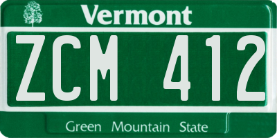 VT license plate ZCM412
