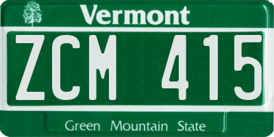 VT license plate ZCM415