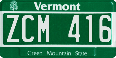 VT license plate ZCM416