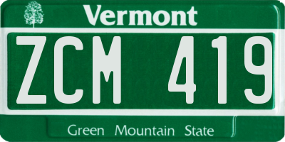 VT license plate ZCM419