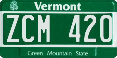 VT license plate ZCM420