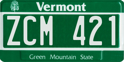 VT license plate ZCM421