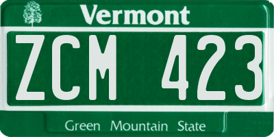 VT license plate ZCM423