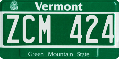 VT license plate ZCM424