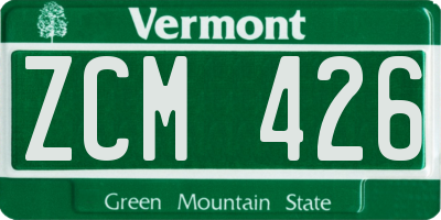 VT license plate ZCM426