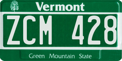 VT license plate ZCM428