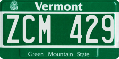 VT license plate ZCM429