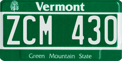 VT license plate ZCM430