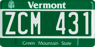 VT license plate ZCM431