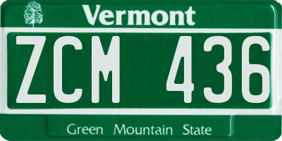 VT license plate ZCM436