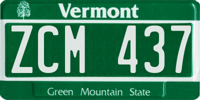 VT license plate ZCM437