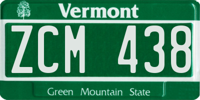 VT license plate ZCM438