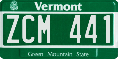 VT license plate ZCM441