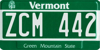 VT license plate ZCM442