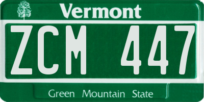 VT license plate ZCM447