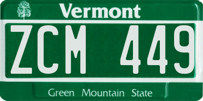 VT license plate ZCM449