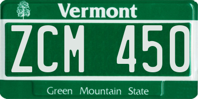 VT license plate ZCM450
