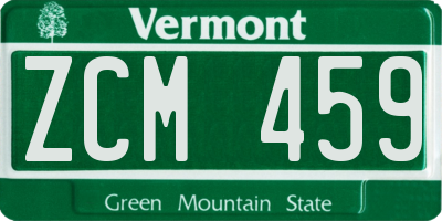 VT license plate ZCM459