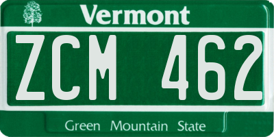 VT license plate ZCM462