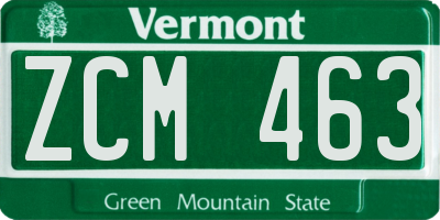 VT license plate ZCM463