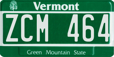 VT license plate ZCM464