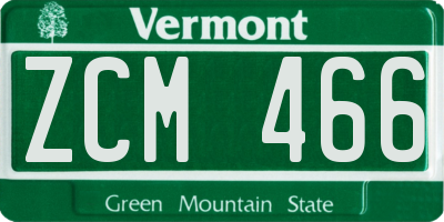 VT license plate ZCM466