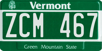 VT license plate ZCM467
