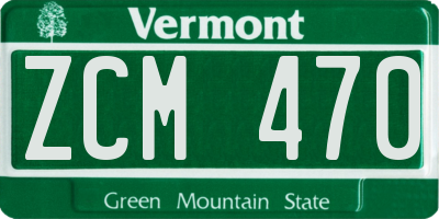 VT license plate ZCM470