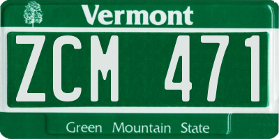 VT license plate ZCM471