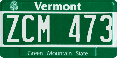 VT license plate ZCM473