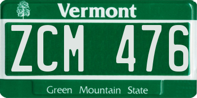 VT license plate ZCM476