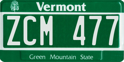VT license plate ZCM477