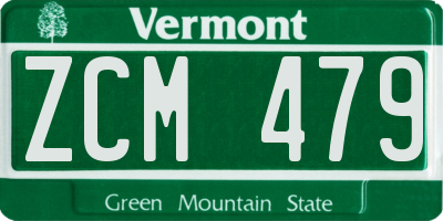 VT license plate ZCM479