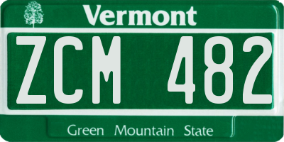 VT license plate ZCM482