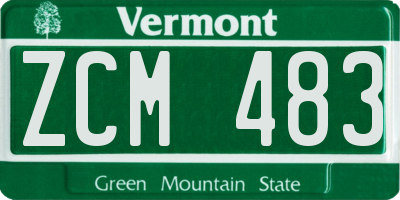 VT license plate ZCM483