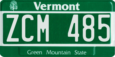VT license plate ZCM485